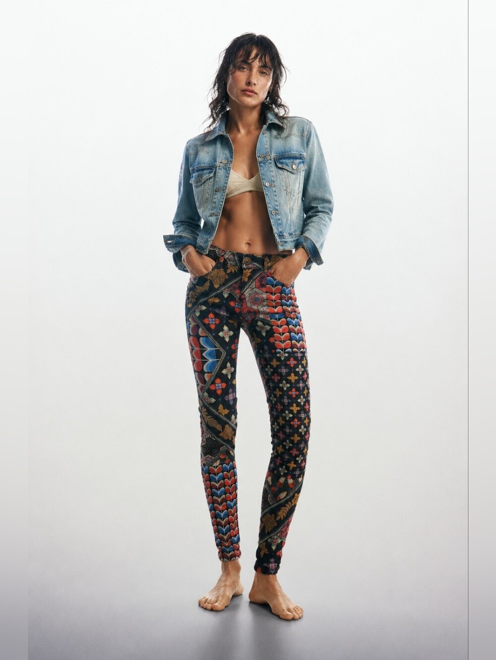Desigual x Lacroix Holly Patchwork Skinny Jeans Eur 36/ US 2/4